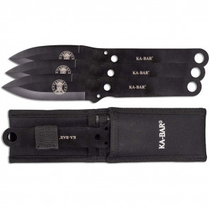 THROWING KNIFE SET - 4" BLADE, BLACK, SPEAR POINT, PLAIN EDGE, 3CR13 STEEL, 3PK