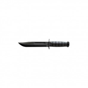 FULL-SIZE BLACK KA-BAR KNIFE, STRAIGHT EDGE WITH LEATHER SHEATH - CLAM PACK