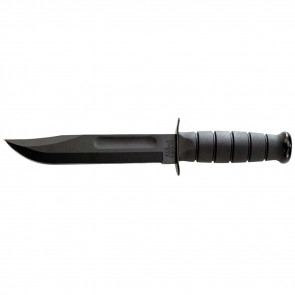 FULL-SIZE BLACK KA-BAR KNIFE, STRAIGHT EDGE WITH GLASS FILLED NYLON SHEATH, CLAM PACK