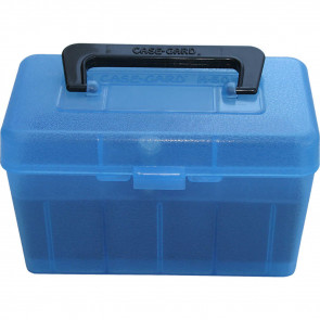 DELUXE H-50 SERIES LARGE RIFLE AMMO BOX - 50 ROUND - CLEAR BLUE