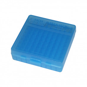 FLIP TOP AMMO BOX - CLEAR BLUE, .22 LR, 100/RD
