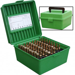 DELUXE R-100 SERIES SMALL RIFLE AMMO BOX - 100 ROUND - GREEN