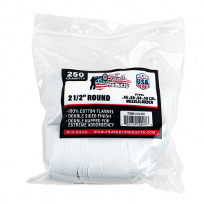 COTTON FLANNEL PATCHES - .45-.48 CALIBER, 2 1/2 ROUND, 250 COUNT