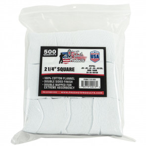 COTTON FLANNEL CLEANING PATCHES - .38-.45 CALIBER/.20-410 GAUGE, 500 COUNT