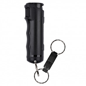 2-IN-1 PEPPER GEL W/ DETACHABLE SAFETY WHISTLE KEYCHAIN - BLACK, 12 FT, 25 BURSTS, 130DB, SUPPORTS C.O.P.S.