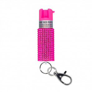 PEPPER SPRAY W/ JEWELED DESIGN AND SNAP CLIP - PINK, 25 BURSTS