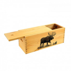 LARGE PINE CRAFT BOX MOOSE MADE IN USA