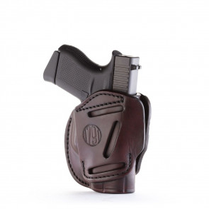 3-WAY MULTI-POSITION OWB CONCEALMENT HOLSTER - SIGNATURE BROWN - AMBIDEXTROUS - GLOCK 42/43, KEL 380, RUG LCP, SIG P365, S&W BODYGUARD, MOST .380S