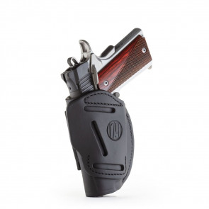 4-WAY CONCEALMENT & BELT LEATHER IWB & OWB HOLSTER - STEALTH BLACK, LEATHER, RIGHT HANDED, SIZE 1