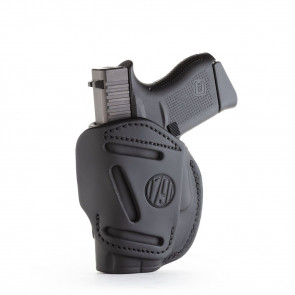 4-WAY CONCEALMENT & BELT LEATHER IWB & OWB HOLSTER - STEALTH BLACK, LEATHER, RIGHT HANDED, SIZE 2