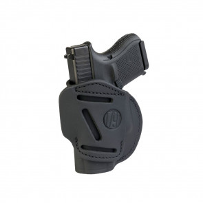 4-WAY CONCEALMENT & BELT LEATHER IWB & OWB HOLSTER - STEALTH BLACK, LEATHER, RIGHT HANDED, SIZE 3