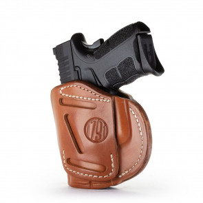 4-WAY CONCEALMENT & BELT LEATHER IWB & OWB HOLSTER - CLASSIC BROWN - RIGHT HAND - CZ CZ75, GLK 26/27/28, HK 40, SW SHIELD, SPR XDS/XDE