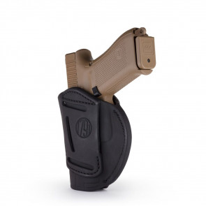 4-WAY CONCEALMENT & BELT LEATHER IWB & OWB HOLSTER - STEALTH BLACK, RIGHT HANDED, LEATHER, SIZE 5