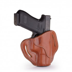 OPEN TOP MULTI-FIT BELT HOLSTER - CLASSIC BROWN - RIGHT HAND - BER 92FS, GLK 17/20/21, H&K 45, RUG P95, SIG P220, WAL P99
