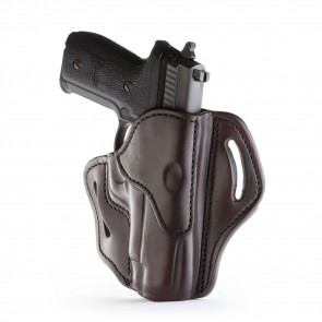 OPEN TOP MULTI-FIT BELT HOLSTER - SIGNATURE BROWN - RIGHT HAND - BER 92FS, GLK 17/20/21, H&K 45, RUG P95, SIG P220, WAL P99