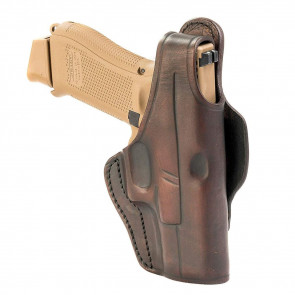 DUAL-POSITION OWB THUMB BREAK BELT HOLSTER - SIGNATURE BROWN - RIGHT HAND - GLOCK 19/23/25/27/28, RUGER SR9C, SIG P228/229, S&W MP40/MP40C/MP9