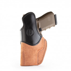RIGID CONCEALMENT IWB HOLSTER - BROWN ON BLACK - RIGHT HAND - CZ P10C, FNS, GLK 17/19/21, RUG SR9, SIG P225, S&W SHIELD, SPR XDS