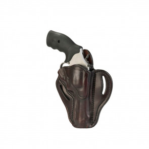 OWB REVOLVER BELT HOLSTER - SIGNATURE BROWN - RIGHT HAND - RUG SP101, S&W M&P BODYGRD, 686, MDL 10 W/BRL 3” OR LESS