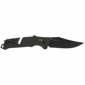 TRIDENT AT FOLDING KNIFE - OLIVE DRAB GREEN, STRAIGHT EDGE, CLIP POINT, 3.7" BLADE