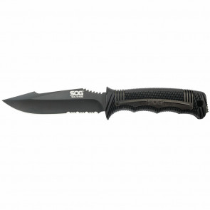 SEAL STRIKE FIXED KNIFE - BLACK, CLIP POINT, COMBINATION EDGE, 4.9" BLADE