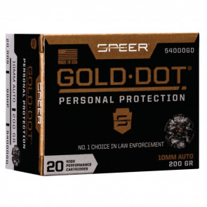 GOLD DOT HANDGUN PERSONAL PROTECTION 10MM AUTO - 20/BX