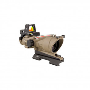 TRIJICON ACOG 4X32 FLAT DARK EARTH SCOPE, DUAL ILLUMINATION RED CROSSHAIR RETICLE W/ 3.25 MOA RMR TYPE 2 SIGHT